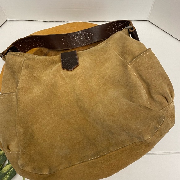 Tylie Malibu Raw Leather Blinged Shoulder Strap Hobo Bag - Picture 4 of 16